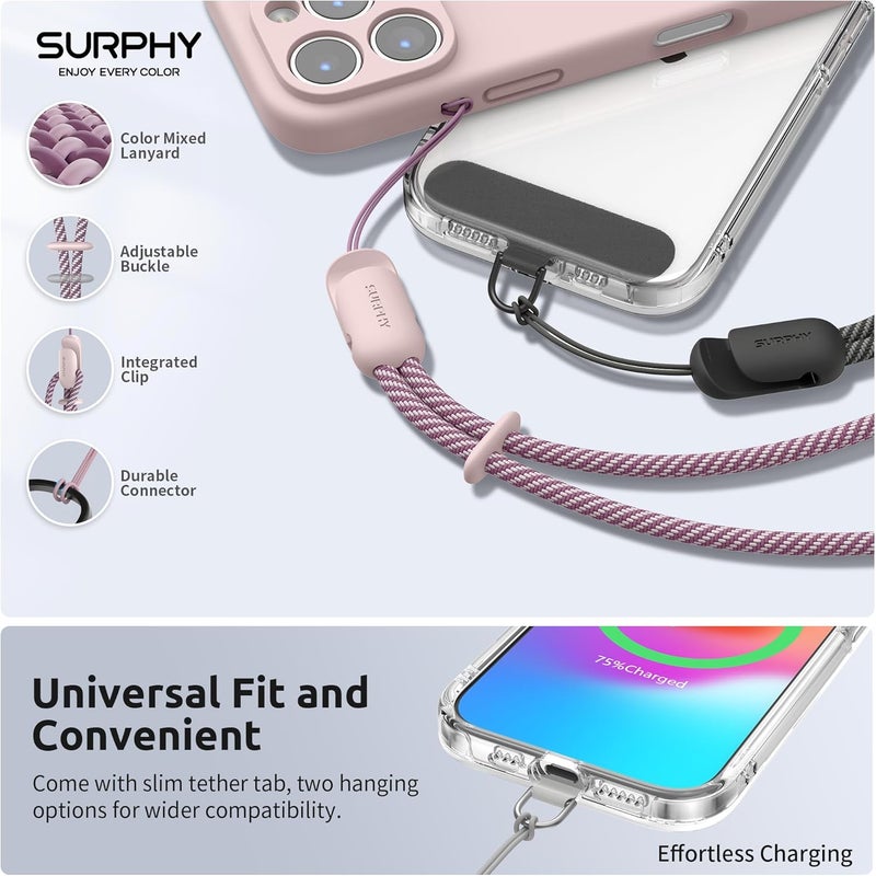 SURPHY 3 Pack Phone Wrist Strap with CellPhone Tether Tab, Cellphone Lanyard, Phone Strap with 2-Color Braided, Wrist Lanyard - Image 2